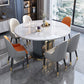 Glam Home Extendable Dining Table Sintered Stone Pedestal Table with Drawers Clearhalo 'Dining Tables & Seating' 'Dining Tables' 'dining_table' 'furn' 'furn_dining_table' 'Furniture' 'furniture_dining_table' 'Kitchen & Dining Furniture' 'kitchen' 'kitchen_dining_table' 1200x1200_ab17035e-6bf8-4770-903f-7d71d403e724