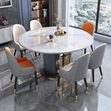 Glam Home Extendable Dining Table Sintered Stone Pedestal Table with Drawers Clearhalo 'Dining Tables & Seating' 'Dining Tables' 'dining_table' 'furn' 'furn_dining_table' 'Furniture' 'furniture_dining_table' 'Kitchen & Dining Furniture' 'kitchen' 'kitchen_dining_table' 1200x1200_ab17035e-6bf8-4770-903f-7d71d403e724