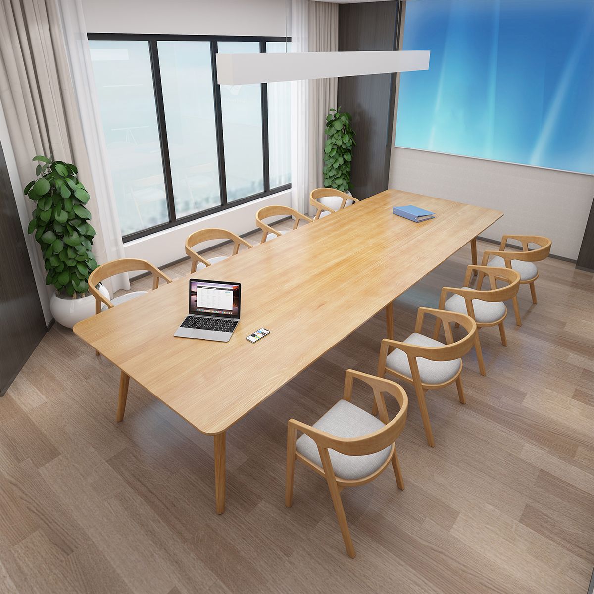Rectangle Parsons Modern Writing Table Fixed Meeting Table of Solid Wood Clearhalo 'furn' 'furn_office_desk' 'Furniture' 'Office Desks' 'Office Furniture' 'office_desk' 1200x1200_ab1733a2-ee46-465e-b742-767f464fa3ad