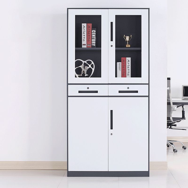 Modern Stainless Steel Bookcase Standard With Doors Shelf for Home Office Clearhalo 'Bookcases' 'furn' 'furn_bookcases' 'Furniture' 'Office Furniture' 1200x1200_ab17355d-1fac-4525-b815-ff40e7f1f1ed