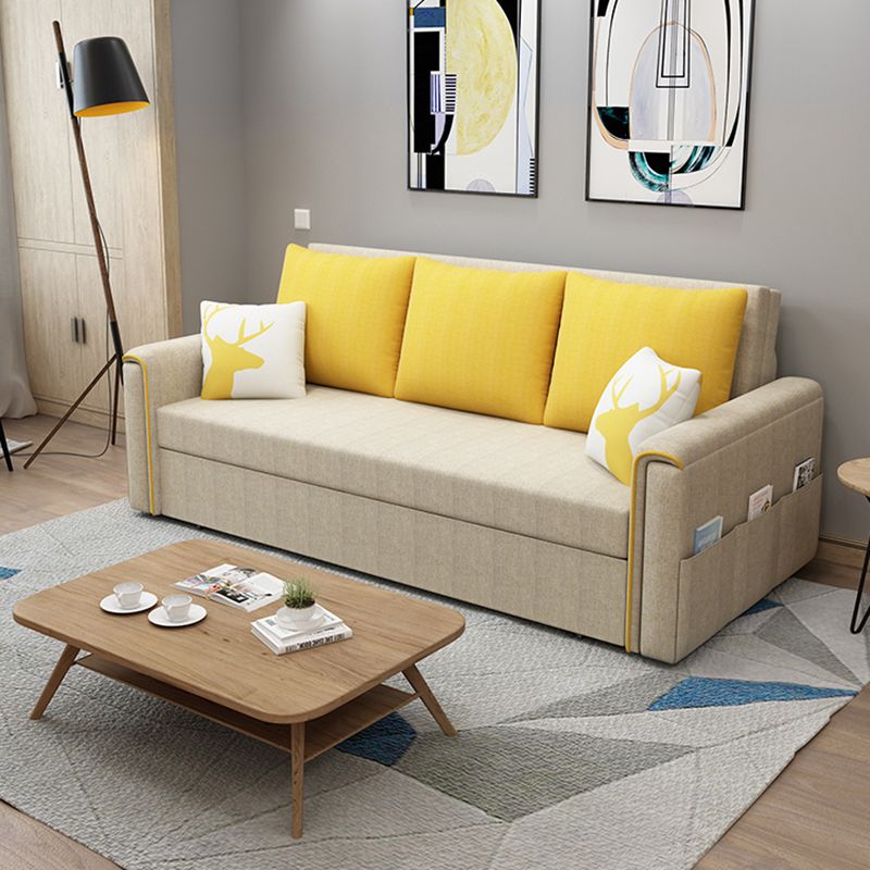 Flared Arm Modern Cotton Blend Settee Couch with Pillows with Storage Clearhalo 'furn' 'furn_sofas' 'Furniture' 'Living Room Furniture' 'Sofa' 'sofas' 1200x1200_ab1890b3-43b4-462d-8fda-704c34ed8520