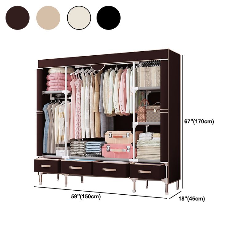 Modern Bedroom Wardrobe Armoire Steel Frame Wardrobe with Drawers Clearhalo 'Armoires & Wardrobes' 'armoires_wardrobes' 'Bedroom Furniture' 'furn' 'furn_armoires_wardrobes' 'Furniture' 1200x1200_ab193921-c2f7-48bf-a670-4c4e258921b6