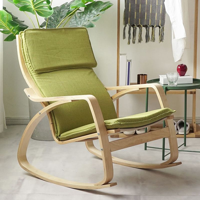 Fabric Rocking Chair Plain Wood Frame Removable Cushions Contemporary Rocking Chair Clearhalo 'Chairs & Seating' 'furn' 'furn_rocking_chairs' 'Furniture' 'Living Room Furniture' 'Rocking Chairs' 'rocking_chairs' 1200x1200_ab1a812a-2281-4570-92d0-7703d13338f3