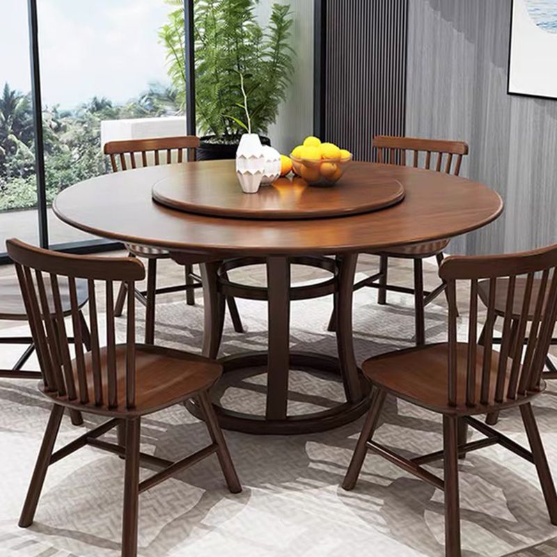 Round Pedestal Wood Color Table Simplicity Table with Turntable Clearhalo ' dining_table' 'Dining Tables & Seating' 'Dining Tables' 'furn' 'furn_dining_table' 'Furniture' 'furniture_dining_table' 'Kitchen & Dining Furniture' 'kitchen&dining_furn' 'kitchen' 'kitchen_dining_table' 1200x1200_ab1ce592-5020-4b67-8086-ee0b4f545279