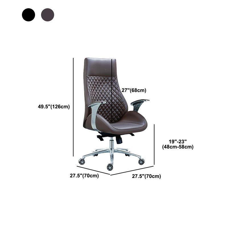 Fixed Arms Swivel Office Chair Faux Leather and Chrome Frame Managers Chair Clearhalo 'furn' 'furn_office_chair' 'Furniture' 'Office Chairs' 'Office Furniture' 'office_chair' 1200x1200_ab1da932-4ebd-42fa-8cd8-03b83ce051fe