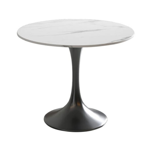 Round Sintered Stone White Dining Table Simplicity Tulip Table for Dining Room