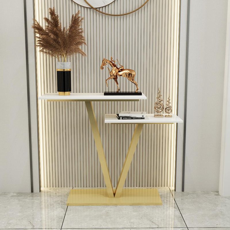 Tavolo da divano di divano console in pietra contemporanea tavolo da rettangolo con scaffale per la sala