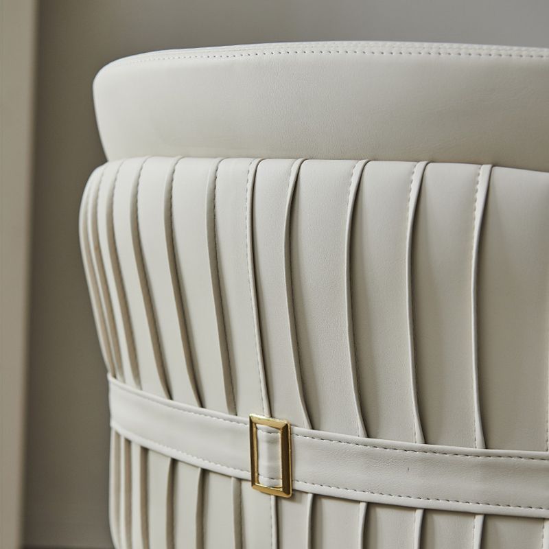 Modern Simple White Arm Chair Wooden Base Dining Arm Chair for Home Use