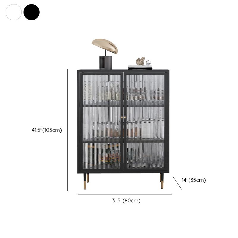 Contemporary Curio Cabinet Glass Doors Metal Storage Cabinet for Living Room