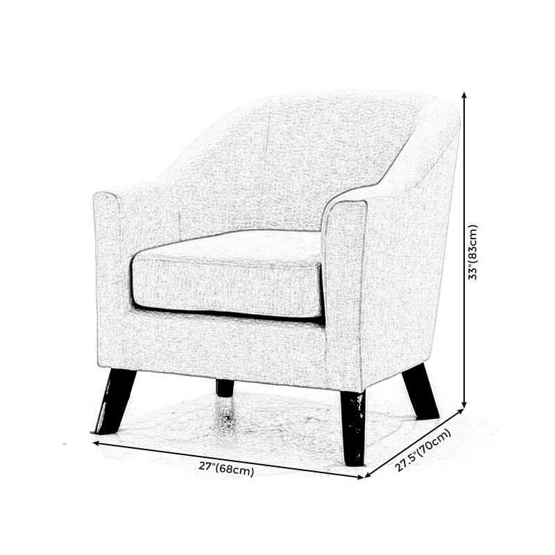 26.77" L x 27.55" W x 32.67" H Linen Barrel Accent Chair Sloped Arms Barrel Chair Clearhalo 'Accent Chairs' 'accent_chairs' 'Chairs & Seating' 'furn' 'furn_accent_chairs' 'Furniture' 'furniture_accent_chairs' 'Living Room Furniture' 1200x1200_ab236394-55f1-4870-9513-fbfc0e6fd0cd
