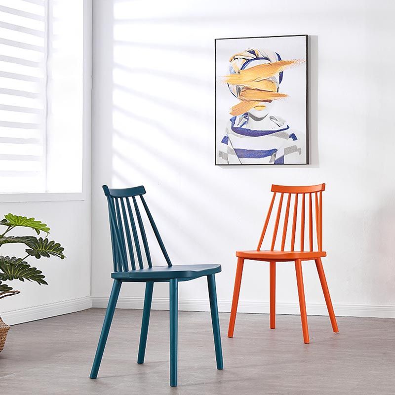 Contemporary Plastic Dining Chair Slat Back Side Chair in Matte Finish for Home Clearhalo 'Dining Chairs' 'Dining Tables & Seating' 'dining_chair' 'furn' 'furn_dining_chair' 'Furniture' 'Kitchen & Dining Furniture' 1200x1200_ab249545-b574-4db2-985d-a52174f72088