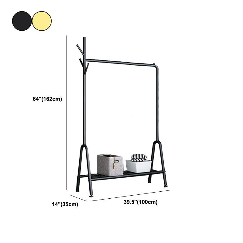 Modern Metal Hall Stand Hanging Rail Lower Shelf and Hooks Entry Hall Tree Clearhalo 'Entry & Mudroom Furniture' 'furn' 'furn_hall_tree_coat_racks' 'Furniture' 'Hall Trees & Coat Racks' 'hall_tree_coat_racks' 1200x1200_ab2552c4-0a45-458c-b30c-2150315e2d3f