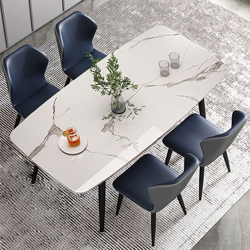 Metal Contemporary Rectangular Dining Table Sintered Stone Table with 4 Metal Legs Clearhalo ' dining_table' 'Dining Tables & Seating' 'Dining Tables' 'furn' 'furn_dining_table' 'Furniture' 'furniture_dining_table' 'Kitchen & Dining Furniture' 'kitchen&dining_furn' 'kitchen' 'kitchen_dining_table' 1200x1200_ab255b4e-c8d9-40f7-a586-1d82e474086b