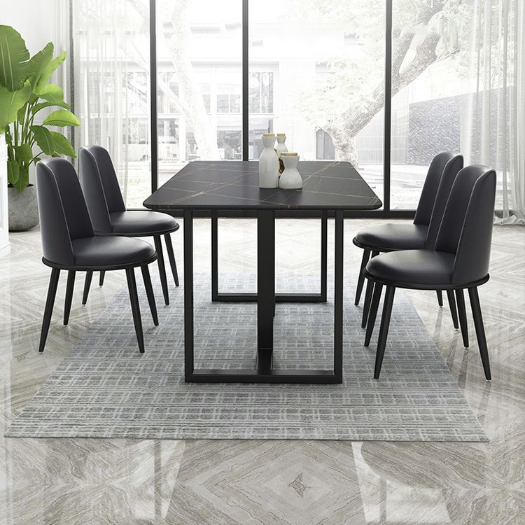 Industrial Dining Table Sintered Stone Table with Black Double Pedestal for Dining Room Clearhalo ' dining_table' 'Dining Tables & Seating' 'Dining Tables' 'furn' 'furn_dining_table' 'Furniture' 'furniture_dining_table' 'Kitchen & Dining Furniture' 'kitchen&dining_furn' 'kitchen' 'kitchen_dining_table' 1200x1200_ab262e98-7e26-4ee4-8138-1038b7dd6253