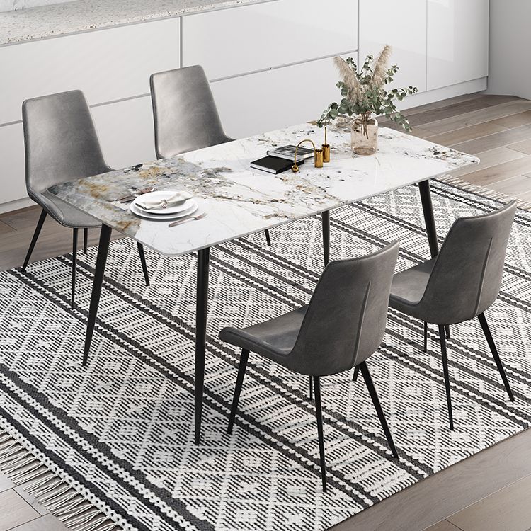 Rechthoek witte eettafel gesinterde stenen tafel industrieel met 4 poten