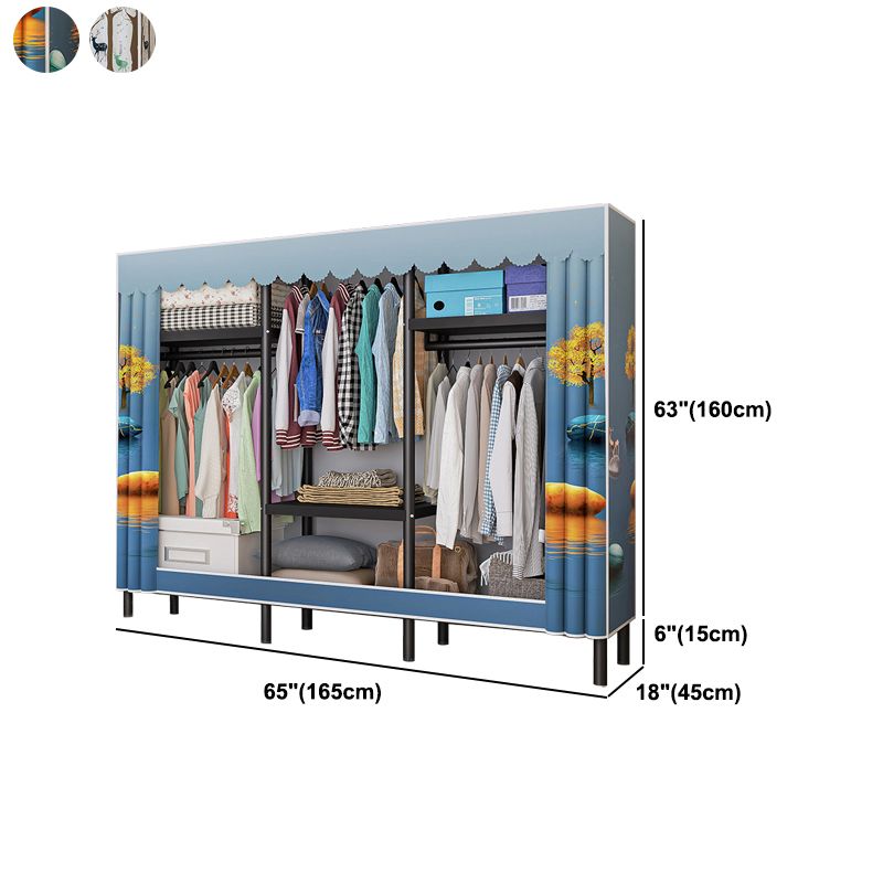 Contemporary Bedroom Wardrobe Metal Wardrobe Closet with Shelves Clearhalo 'Armoires & Wardrobes' 'armoires_wardrobes' 'Bedroom Furniture' 'furn' 'furn_armoires_wardrobes' 'Furniture' 1200x1200_ab27b18c-46bf-4b2c-a4e5-c8358f9457ab