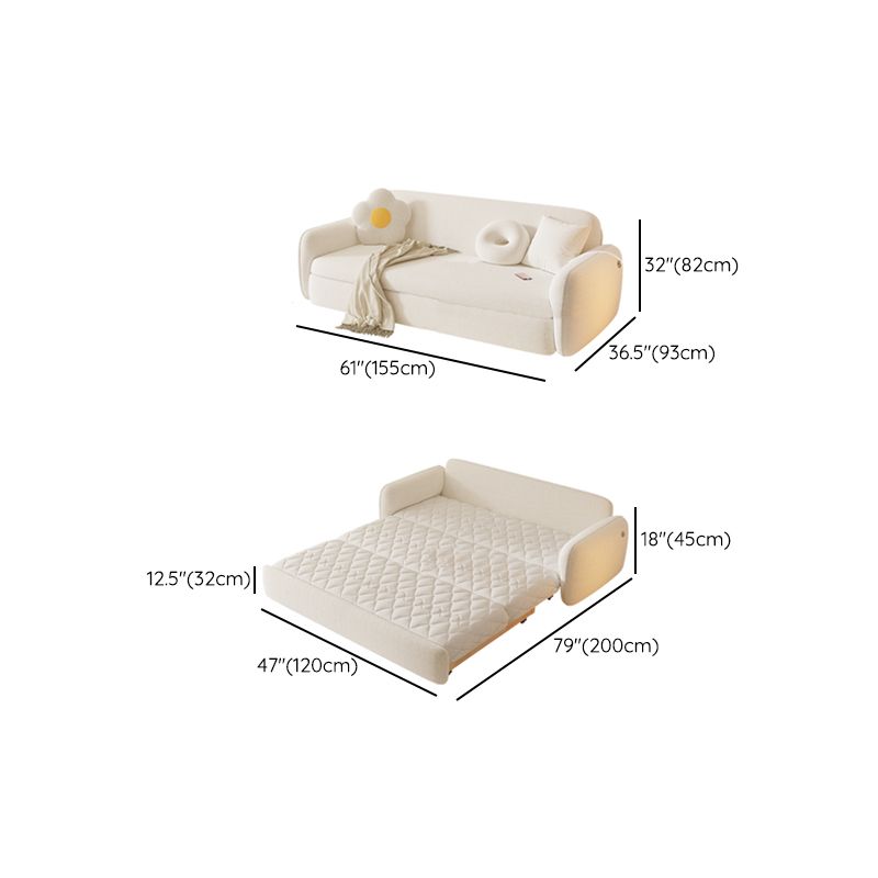 Sleepinavian Sleeper divano tessuto bianco con cuscino di stoccaggio posteriore braccia quadrata