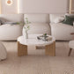 14-inch moderne salontafel met 3 poten, ronde witte koffiecocktailtafel