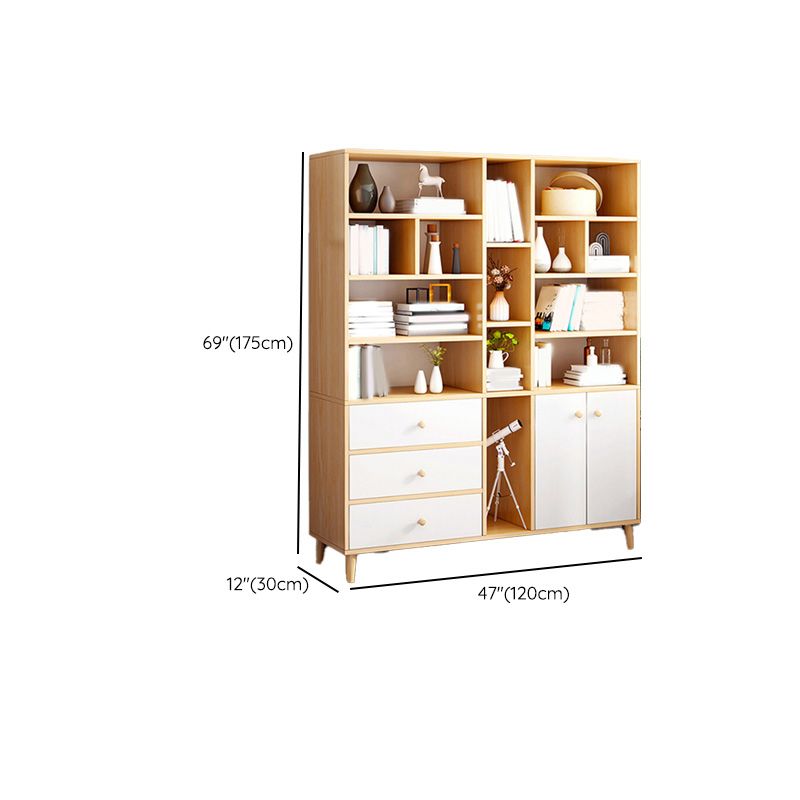 Contemporary Wooden Cabinet with Shelves and Drawers and Straight Legs