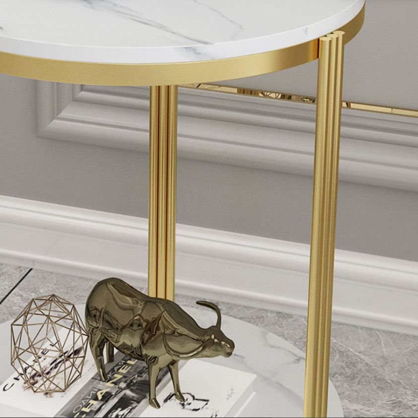 21.65 "スレートラウンドサイドエンドテーブル鉄3脚サイドテーブル付き棚