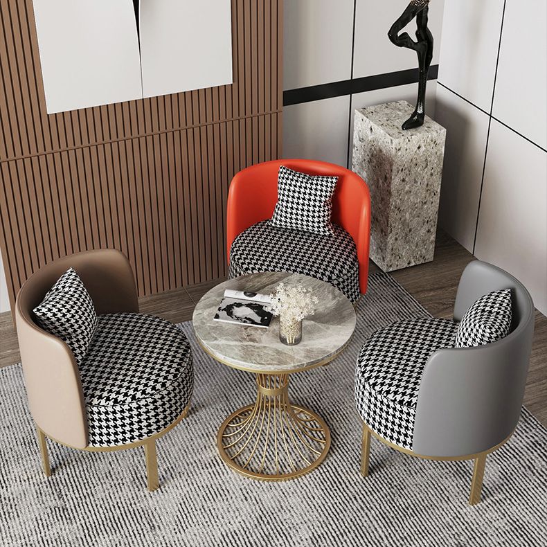 Modern Round Dining Table for Kitchen Glossy Grey Dinette Table with Metal Base Clearhalo 'Dining Tables & Seating' 'Dining Tables' 'dining_table' 'furn' 'furn_dining_table' 'Furniture' 'Kitchen & Dining Furniture' 1200x1200_ab2a3e8e-b01c-4a74-8d22-e17540f4256e
