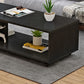 Modern Rectangle Coffee Table 15-inch Wooden Cocktail Table with Storage