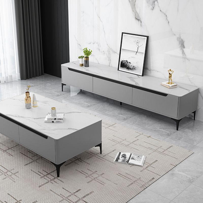 Stone TV Media Console Contemporary Stand Console with 3 Drawers Clearhalo 'furn' 'furn_tv_stands_entertainment_centers' 'Furniture' 'Living Room Furniture' 'TV Stands & Entertainment Centers' 'TV Stands & Media Storage Furniture' 'tv_stands_entertainment_centers' 1200x1200_ab2b5e21-0a19-4296-88de-e71afabfd66b