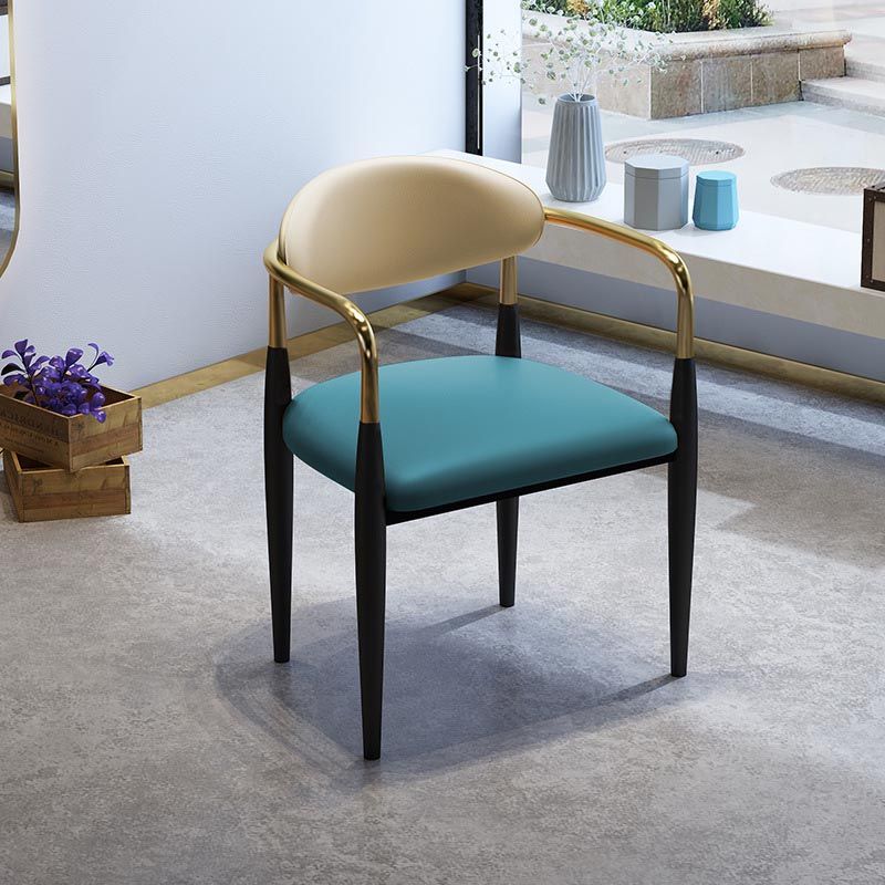 Contemporary Leather Dining Chair Open Back Dining Side Furniture in Matte Finish for Home