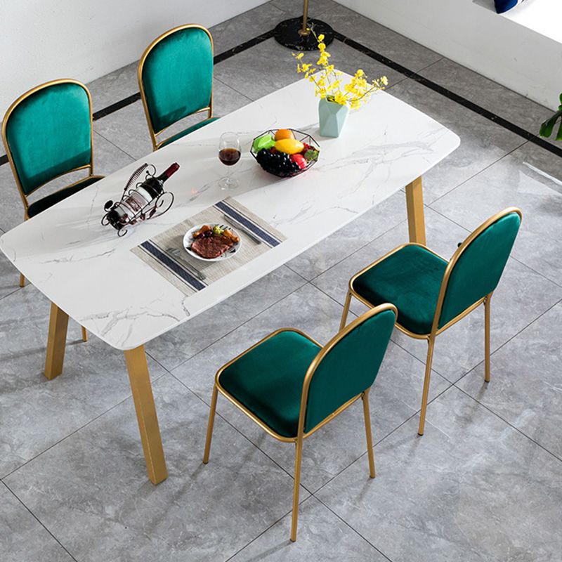 Rectangle Golden Base Dining Table Glam Faux Marble Table for Kitchen Clearhalo 'Dining Tables & Seating' 'Dining Tables' 'dining_table' 'furn' 'furn_dining_table' 'Furniture' 'Kitchen & Dining Furniture' 1200x1200_ab309bd6-85ff-45aa-990f-6f93c8617de2