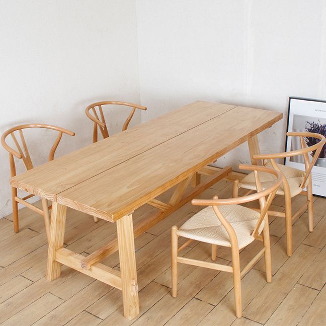 モダンな1/5ピースダイニングセット長方形の松の木ダイニングテーブルダイニングルームキッチン用