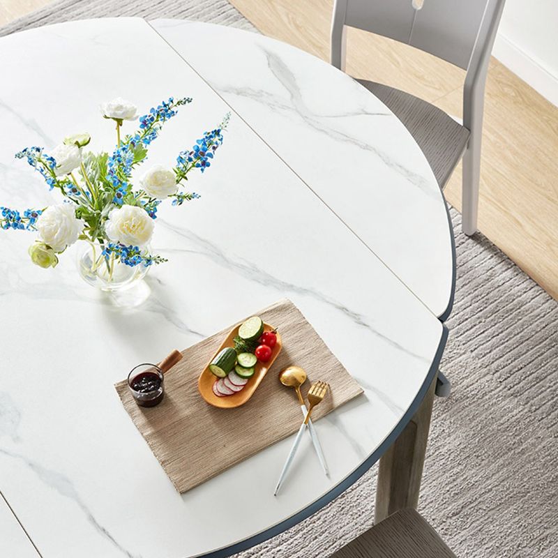 Contemporary Rectangular and Round White Dining Table with Wooden Legs
