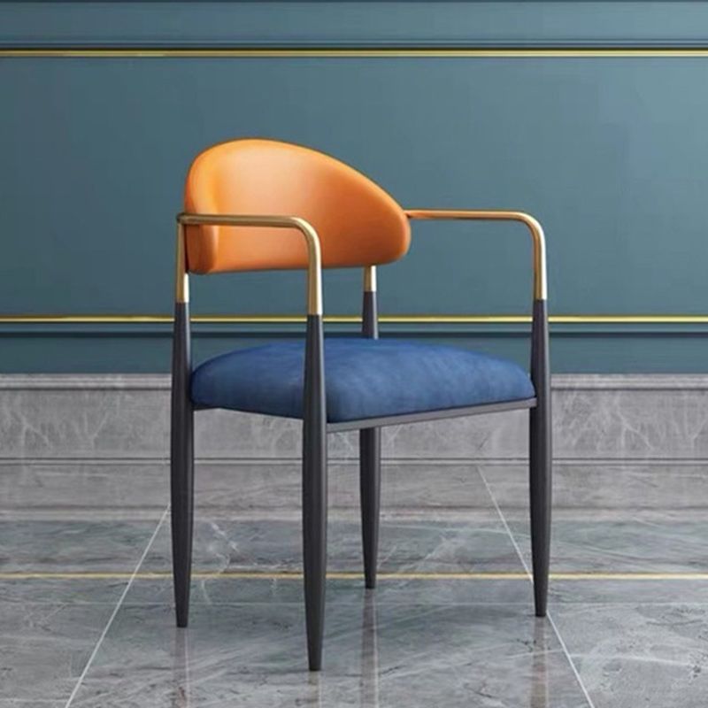 Upholstered Dining Chair Glam Style Open Back Dining Armchair for Indoor Clearhalo 'Dining Chairs' 'Dining Tables & Seating' 'dining_chair' 'furn' 'furn_dining_chair' 'Furniture' 'furniture_dining_chair' 'Kitchen & Dining Furniture' 1200x1200_ab36d4c0-66f7-4ff7-af93-07a2a0fbfb17