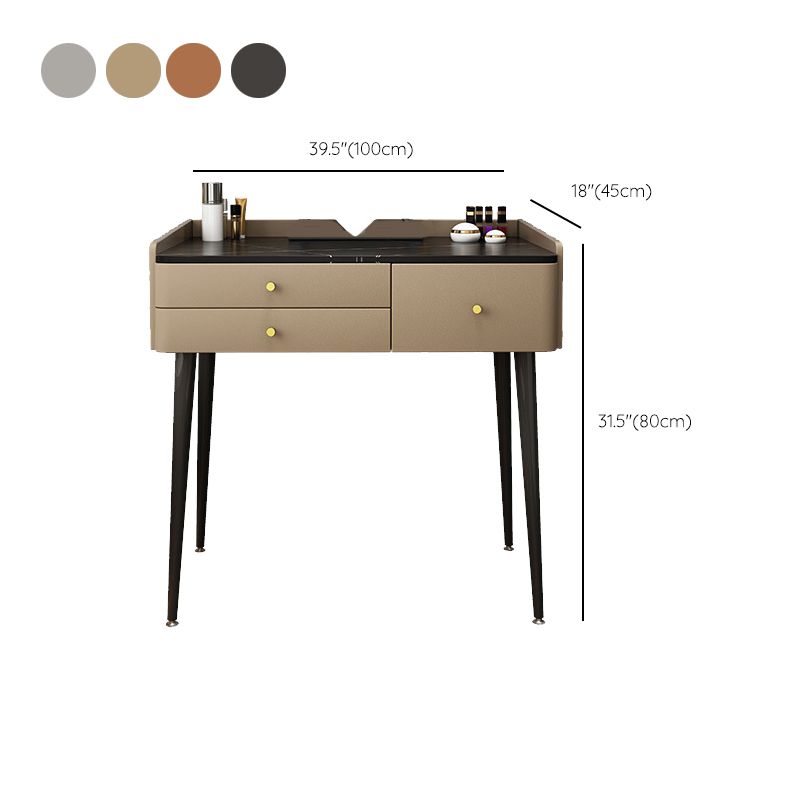 3 Drawers Make-up Vanity with Stool Stone Top Modern Dressing Table