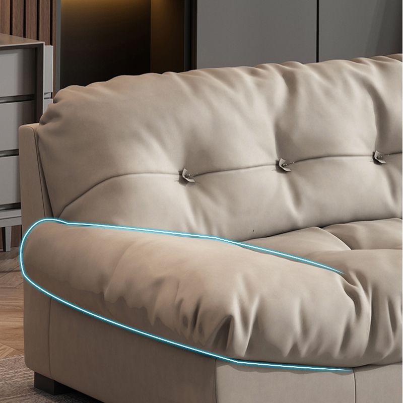 Sofá minimalista de cuero sintético contemporáneo y cojines con almohada de almohada de chaise sofá