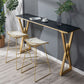Nordic Bar Table Stone Top Bistro Table with Gold Double Pedestal