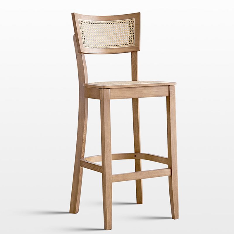 Taburete de bar de madera maciza para sala de estar, taburete de bar contemporáneo de ratán