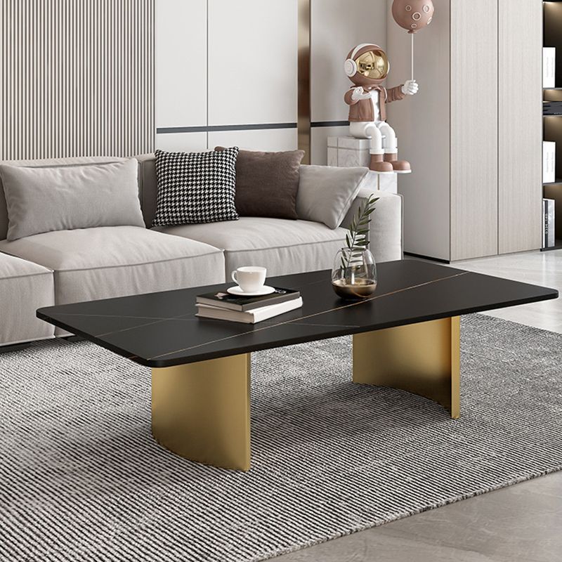 15.7"Tall Iron Sled Base Rectangular Slate Table Top Coffee Table