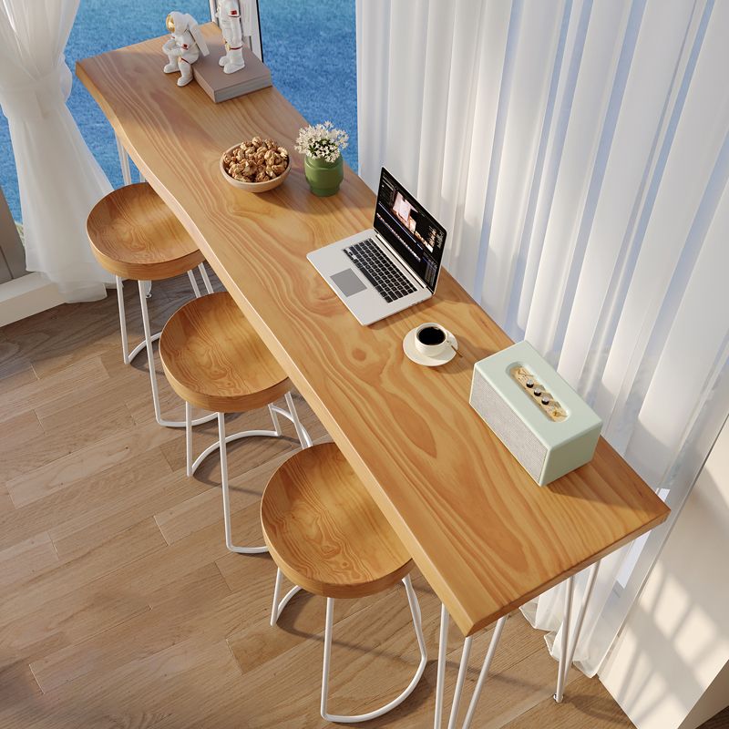 Mesa de bar con base metálica de madera rectangular, mesa de Bar de estilo moderno, para el hogar