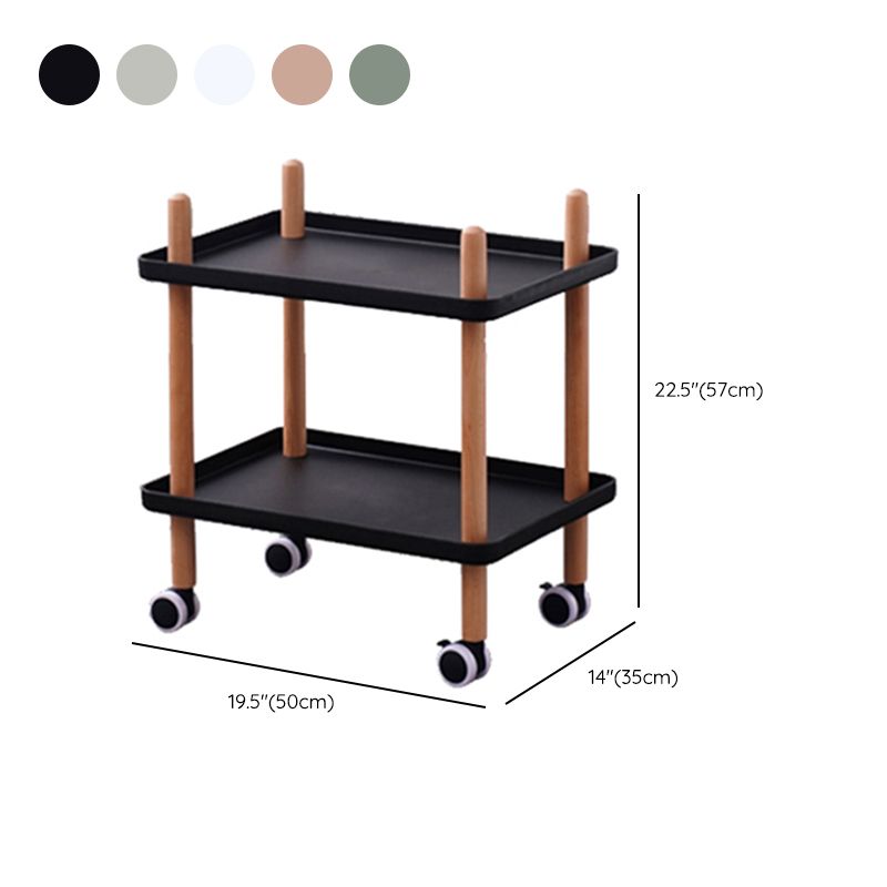 Modern 4 Legs End Table 2-Tier Wooden Accent Side Table for Living Room