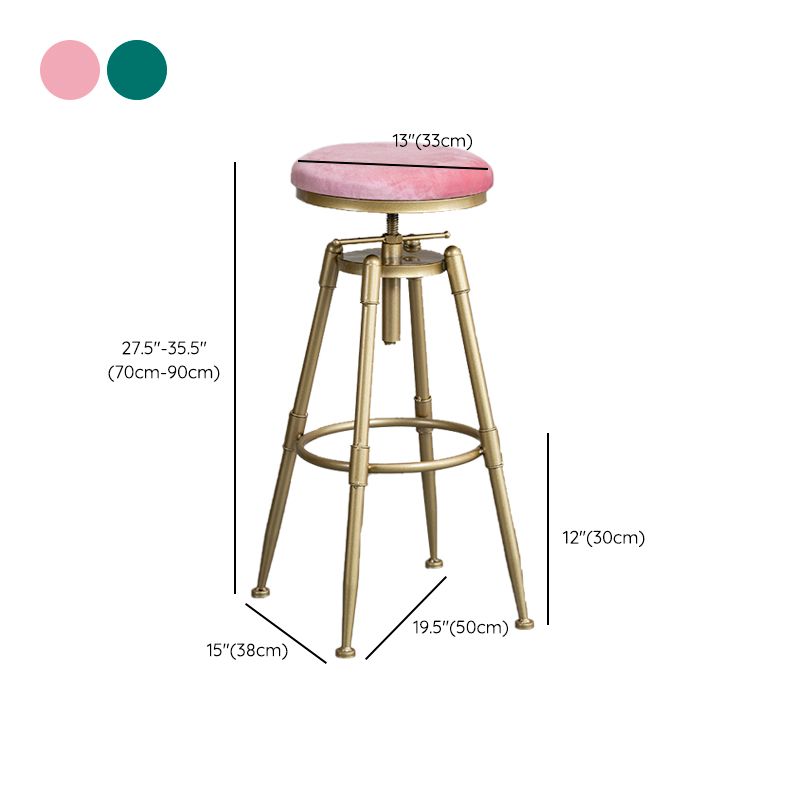 Contemporary Iron Adjustable Height Bar Stool Upholstered Bar Stool with Footrest