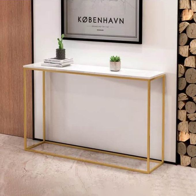 29.53" Tall Marble Console Table Modern Frame Base Accent Table for Hall Clearhalo 'Console Tables' 'console_tables' 'Entry & Mudroom Furniture' 'furn' 'furn_console_tables' 'Furniture' 1200x1200_ab3b1d6c-e532-4f1a-a450-59d45bc6df32