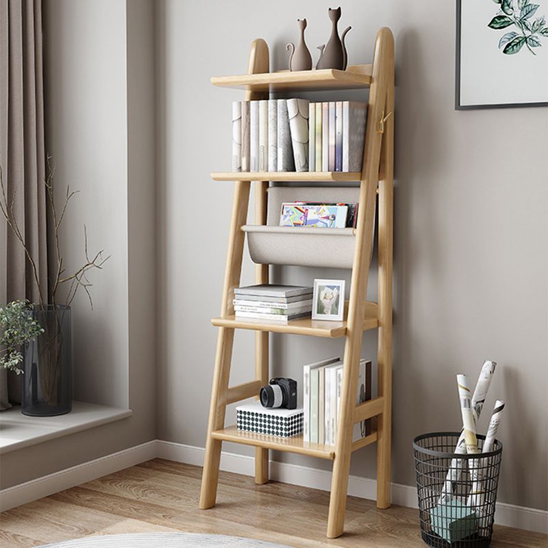 Moderne ladder boekenplank houten open back boekenkast voor studieruimte