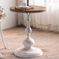 French Country Wooden Round Top Side Table Iron Pedestal End Table