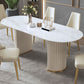Contemporary Sintered Stone Dining Table Oval Double Pedestal Table for Home Use Clearhalo 'Dining Tables & Seating' 'Dining Tables' 'dining_table' 'furn' 'furn_dining_table' 'Furniture' 'Kitchen & Dining Furniture' 1200x1200_ab40e875-8a0a-49cf-b47b-11371454237c