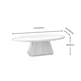 17.7"H Modern Metal Frame Single Foot Base Slate Oval Coffee Table