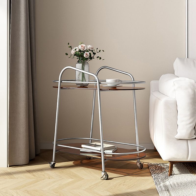 Modern 2-Tier Corner Table 4 Legs Oval Side End Table with Storage Clearhalo 'Coffee & Accent Tables' 'End & Side Tables' 'end_side_tables' 'furn' 'furn_end_side_tables' 'Furniture' 'Living Room Furniture' 1200x1200_ab491411-3668-4d54-b90b-b4e4565ac0a3