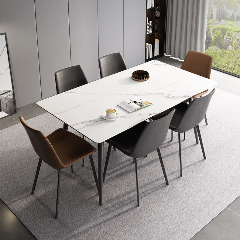 Moderne eetkamerset 1/4/7-delige gesinterde stenen tafel met vleugelstoelen