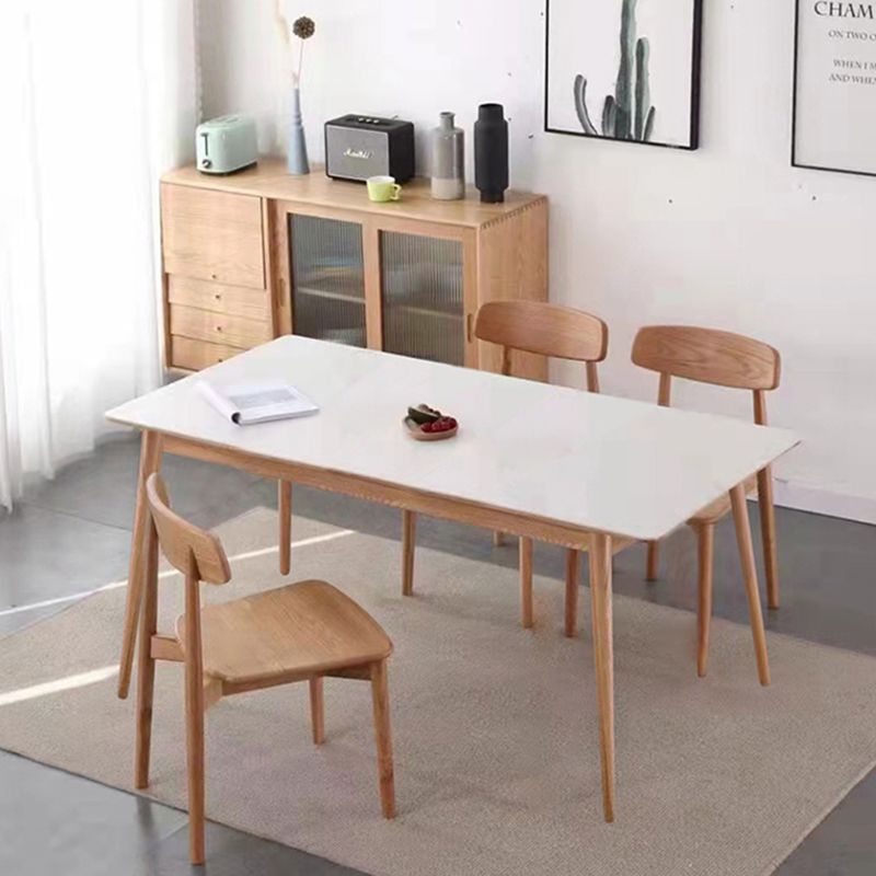 Modern Sintered Stone Top White Dining Table Rectangle Standard Dining Table with 4 Legs Base Clearhalo ' dining_table' 'Dining Tables & Seating' 'Dining Tables' 'furn' 'furn_dining_table' 'Furniture' 'furniture_dining_table' 'Kitchen & Dining Furniture' 'kitchen&dining_furn' 'kitchen' 'kitchen_dining_table' 1200x1200_ab4b1169-b185-4f7f-9758-f449de16f404