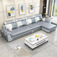 Pillow Top Arm Sofa 31.49" High Faux Leather/Linen Sofa Ottoman Included
