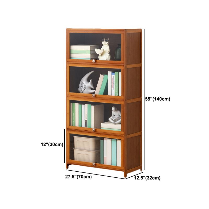 Brown Shelf Bookcase Door Standard Wood Bookcase for Home Office